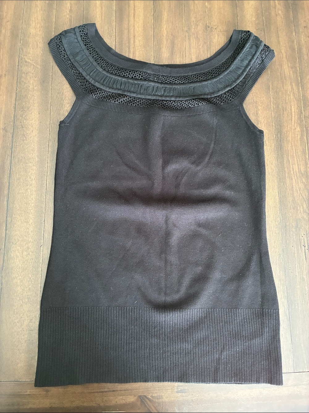 White House Black Market Black Knit Scoop Neck Tank